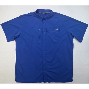 Under Armour Shirt Mens 3XL LIMITED USE Blue Button Loose Fit Vented Fishing